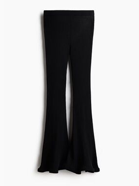 H&M Premium Selection Silk Blend Rib-Knit Flared Leg Pants Sz M (black) NWT
